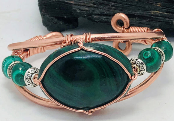 Malachite, bracelet, heart, healing, stones, money, copper, arthritis,