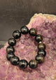 gold sheen black obsidian stretchy bracelet 16mm