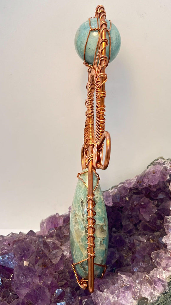 Amazonite EMF Protection Handheld Ankh - Infinite Treasures, LLC