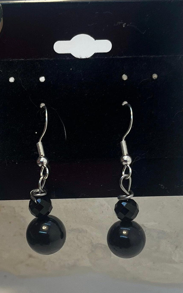 Black Tourmaline and Gemstone Sterling Silver Hooks  Earrings - Infinite Treasures, LLC