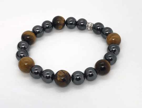 Hematite and Tigers Eye Stretchy Bracelet - Infinite Treasures, LLC