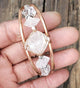 Herkimer Diamond with Herkimer Side Stones Handmade Copper Wirewrapped Bangle Bracelet - Infinite Treasures, LLC