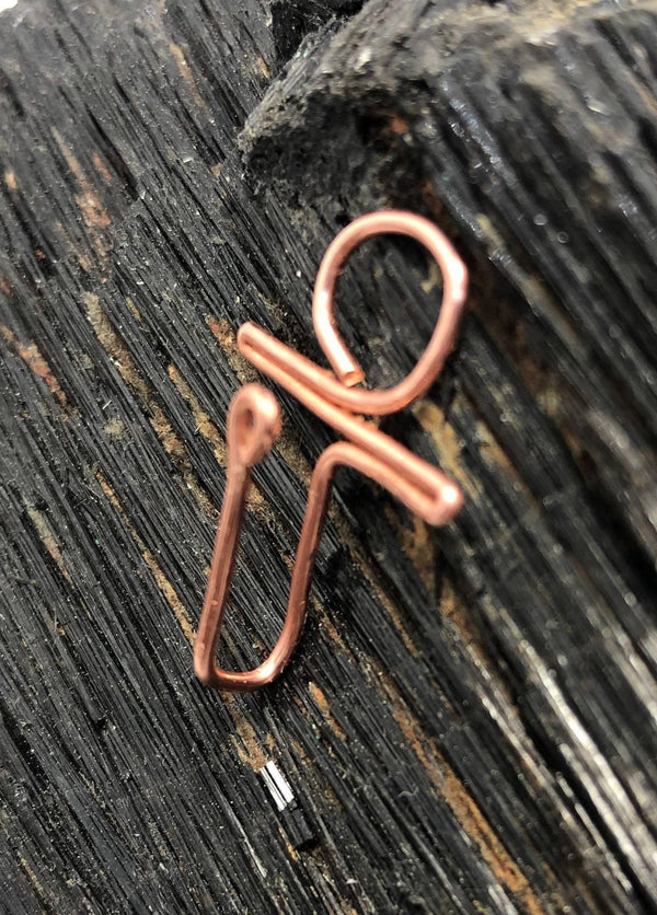 Ankh, Heart Shaped and Spiral Nose Cuff Ring Copper Handmade Kemetic Coptic Cross - Infinite Treasures, LLC