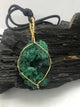 Malachite Fibrous Crystals Brass Pendant - Infinite Treasures, LLC