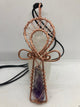 Bahia Dogtooth Amethyst Copper Ankh Pendant Necklace - Infinite Treasures, LLC