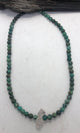 16 Inch  African Turquoise Beaded necklace with Moroccan Herkimer Diamond - Infinite Treasures, LLC