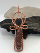 Hematoid Red Quartz Copper Egyptian Kemetic Coptic Cross  Ankh Wirewrapped Wearable Pendant Necklace - Infinite Treasures, LLC