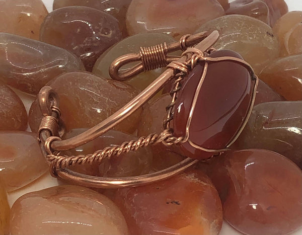 Carnelian  Copper Bracelet Wire wrapped Handmade - Infinite Treasures, LLC