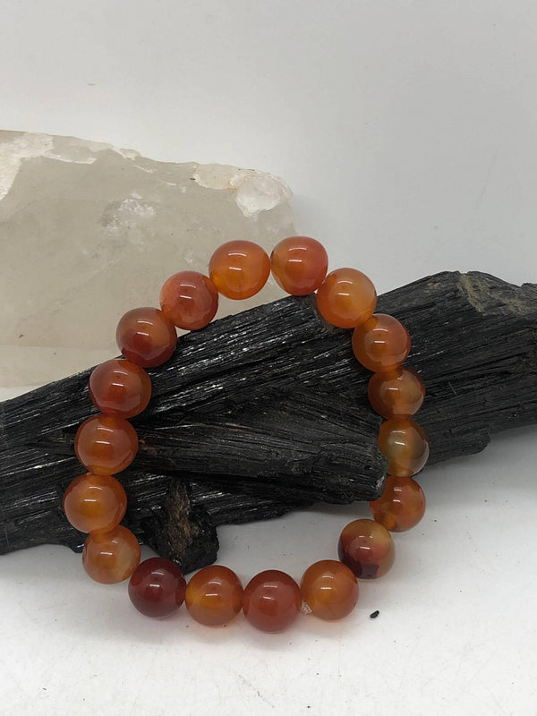 Natural Carnelian 10 mm Stretchy Bracelet - Infinite Treasures, LLC