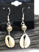 Gemstone and Cowrie Shell Sterling Silver Hooks Drop Dangle Earrings - Infinite Treasures, LLC