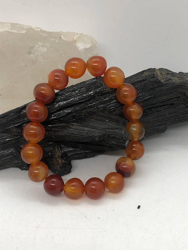 Natural Carnelian 10 mm Stretchy Bracelet - Infinite Treasures, LLC