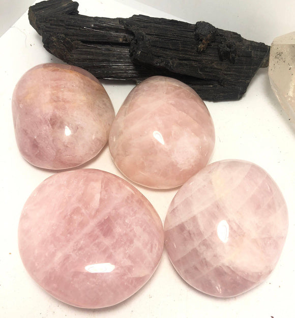 Large 3 Inch Rose Quartz Therapy Reiki Palm Stone - Infinite Treasures, LLC