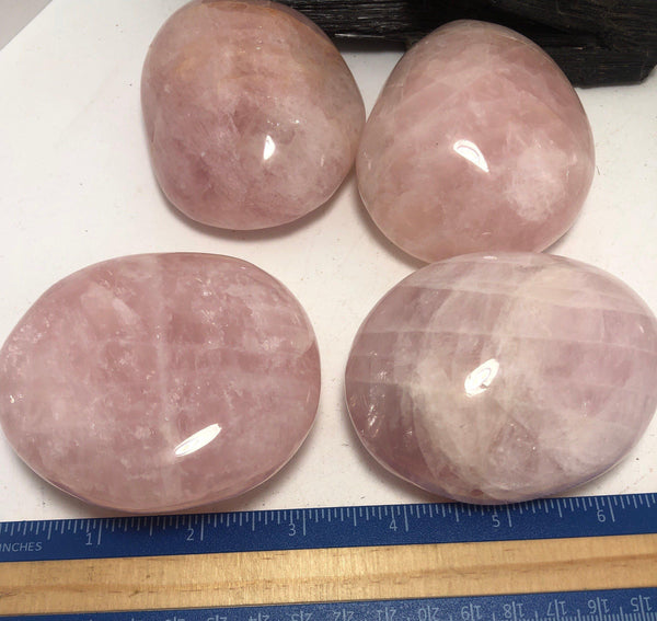 Large 3 Inch Rose Quartz Therapy Reiki Palm Stone - Infinite Treasures, LLC