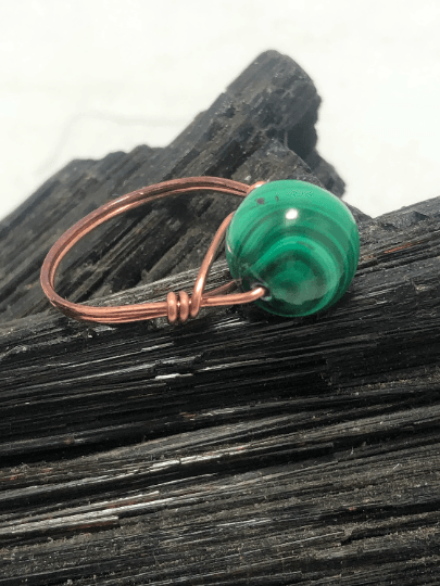 Malachite Copper Bead Ring - Infinite Treasures, LLC