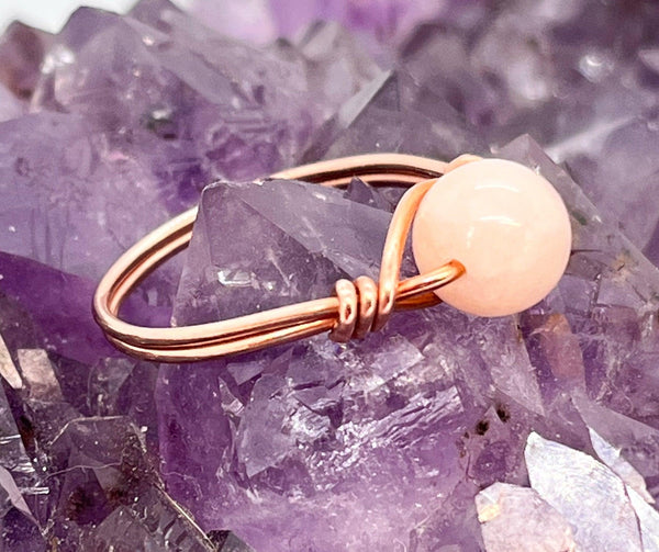 Pink Morganite Copper Bead Ring - Infinite Treasures, LLC