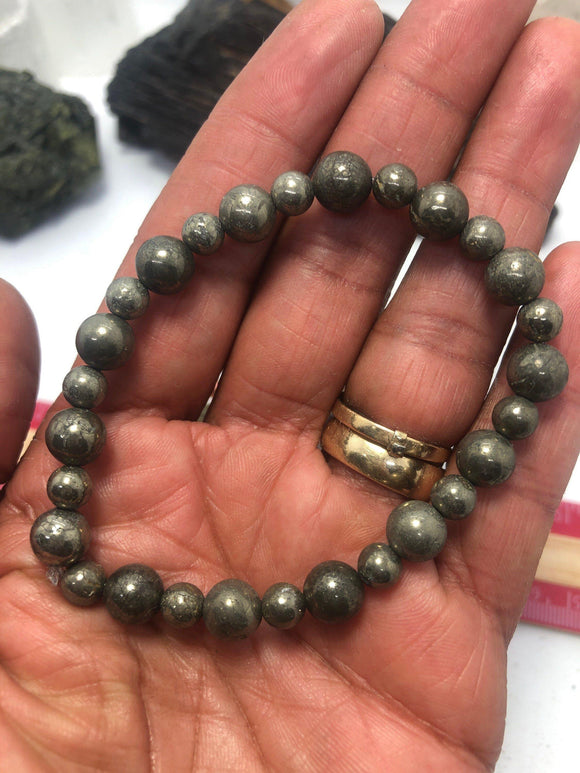 Pyrite “Fools Gold” Stretchy Bracelet - Infinite Treasures, LLC