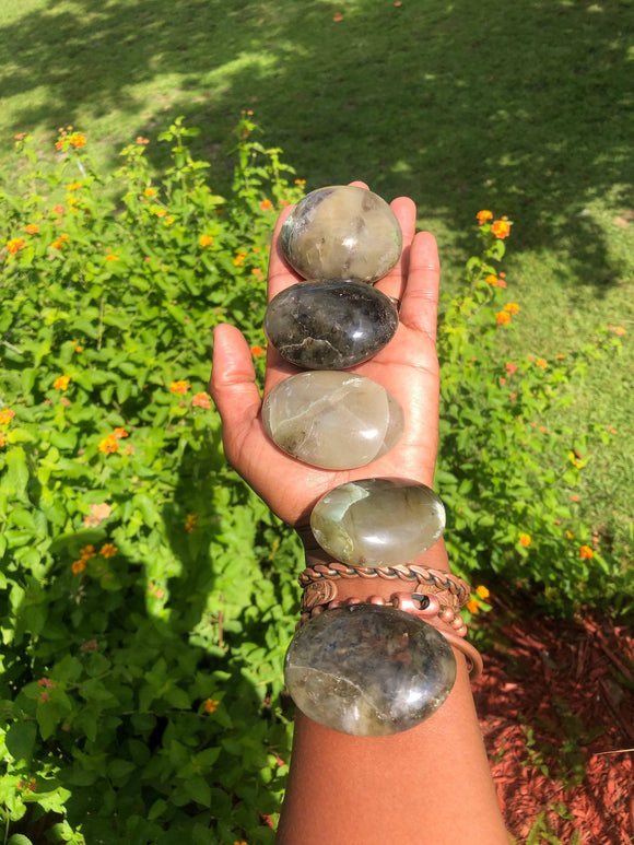 RARE Green Moonstone Palm Stone 2 1/2-3 Inch - Infinite Treasures, LLC