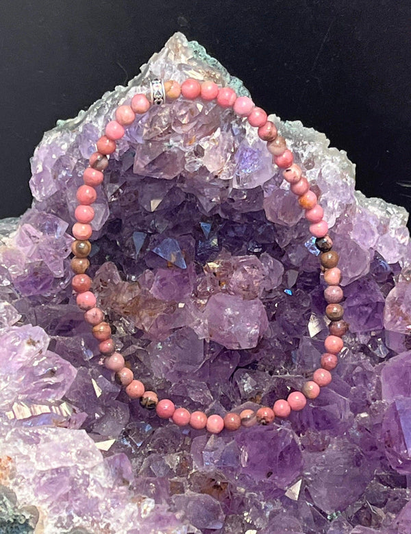 rhodonite, anklet, love, stone, heart, healer, diivine, feminine