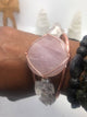 Rose Quartz and Herkimer Diamond from Morocco Handmade Copper Wirewrapped Bangle Bracelet - Infinite Treasures, LLC