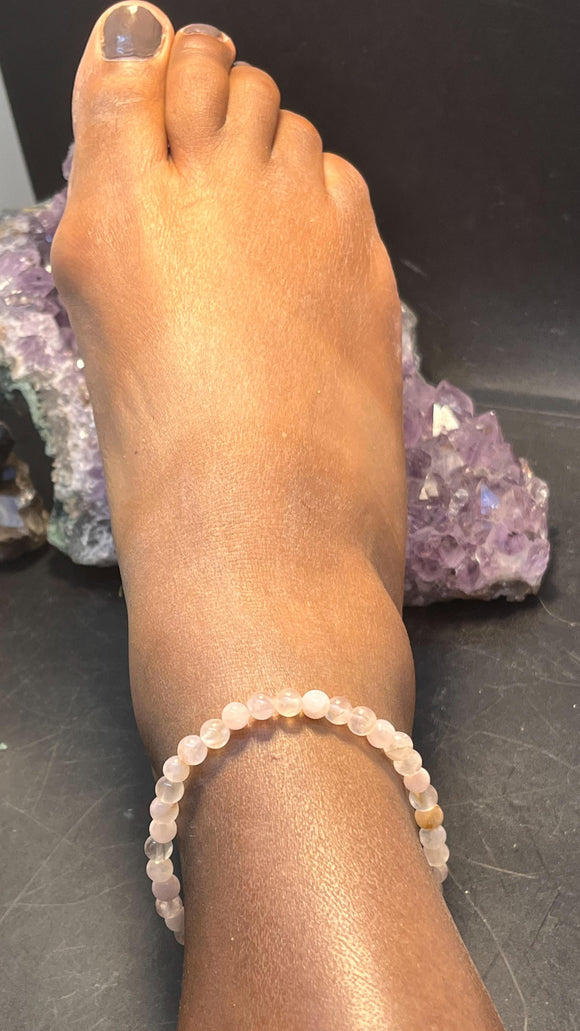 Rose Quartz Anklet on Elastic Cord - Infinite Treasures, LLC