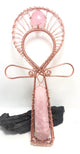 Large 12 Inch Rose Quartz Copper crystal healing synergy reiki healing Ankh - Infinite Treasures, LLC