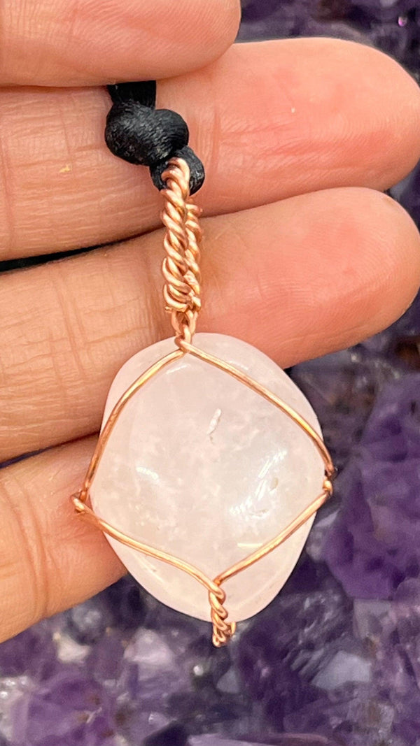 Rose Quartz Pendant Copper - Infinite Treasures, LLC