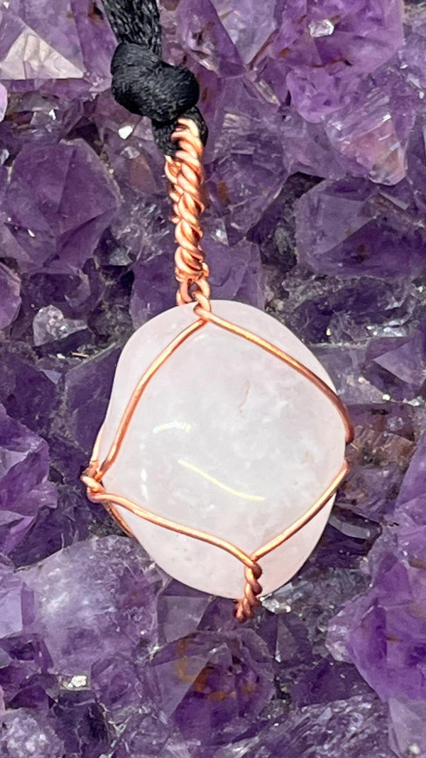 Rose Quartz Pendant Copper - Infinite Treasures, LLC