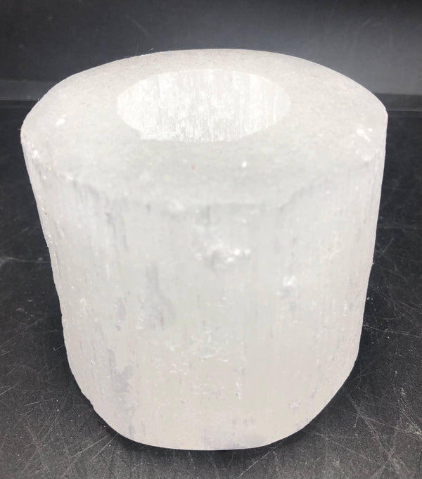 Selenite Candle Holder Rough Crystal - Infinite Treasures, LLC