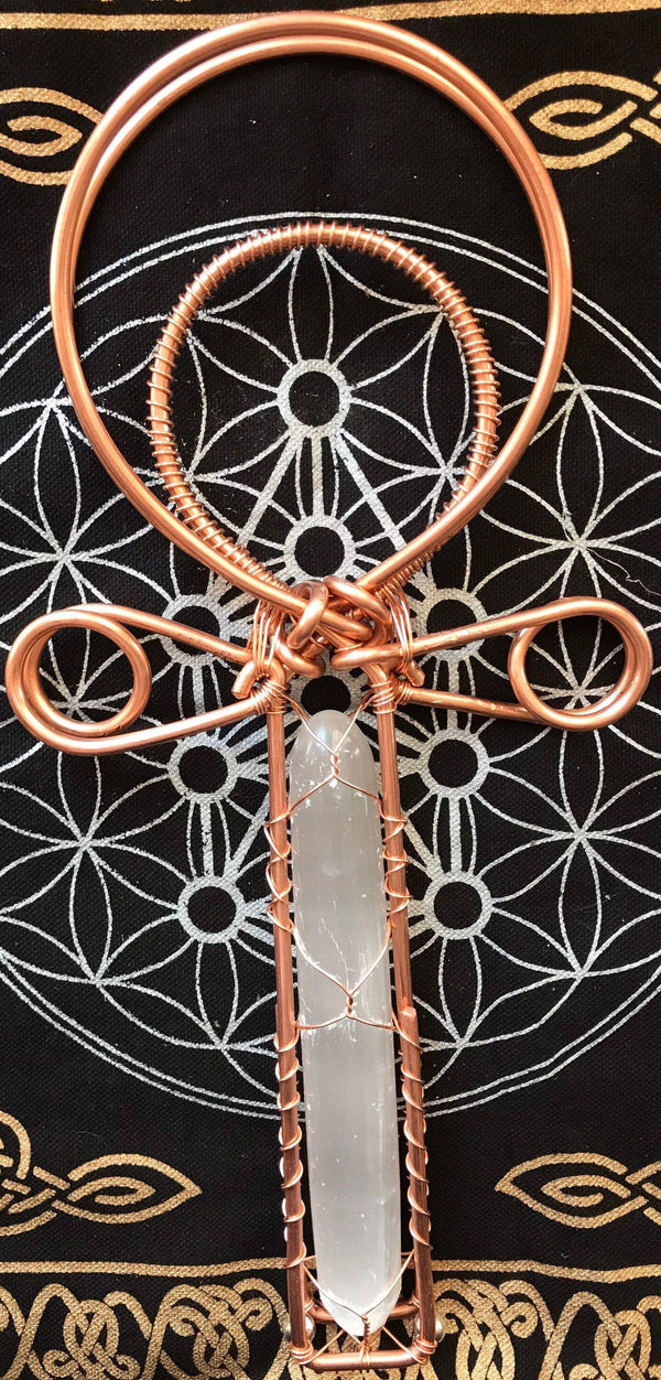 Selenite crystal healing synergy reiki healing Ankh - Infinite Treasures, LLC