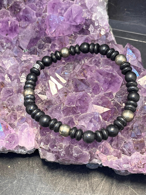 Shungite and Pyrite Anklet on Elastic Cord - Infinite Treasures, LLC