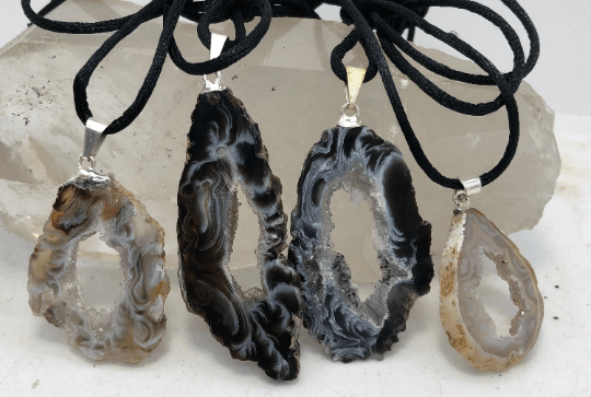 sliced, agate, crystal, pendant, 