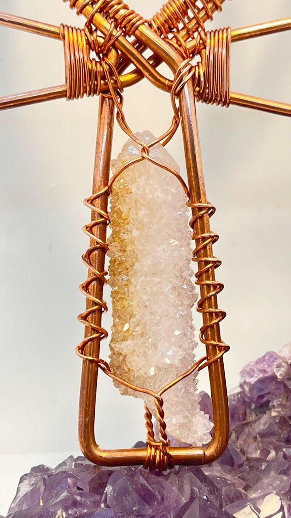 South African Amethyst Ametrine Spirit Quartz Copper Handheld Ankh - Infinite Treasures, LLC