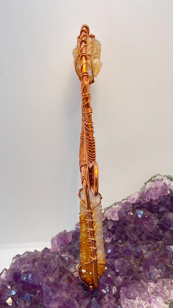 South African Ametrine Spirit Quartz and Cerrusite Copper Ankh - Infinite Treasures, LLC