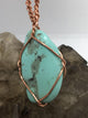 Turquoise Freeform Stone Crystal Copper Wirewrapped Pendant - Infinite Treasures, LLC